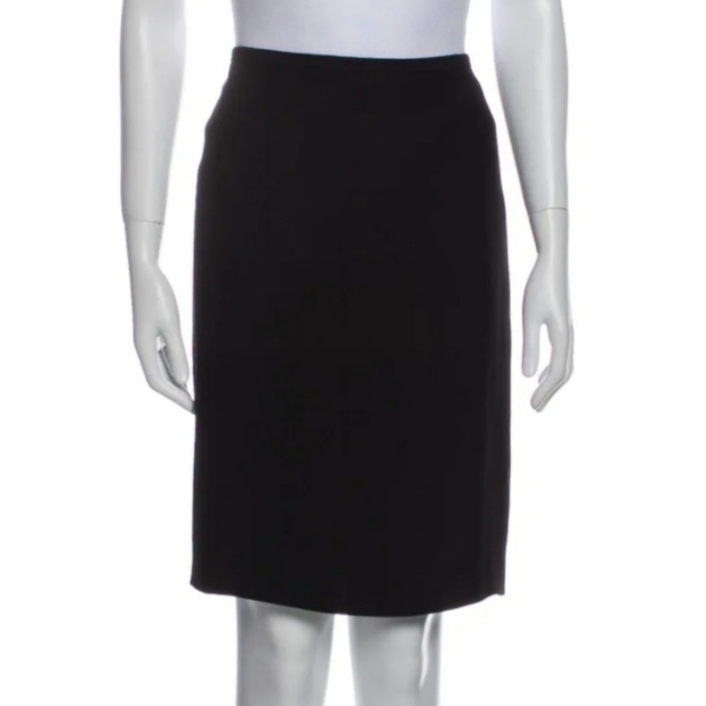 Armani Collezioni Black Ruched Knee Length Skirt